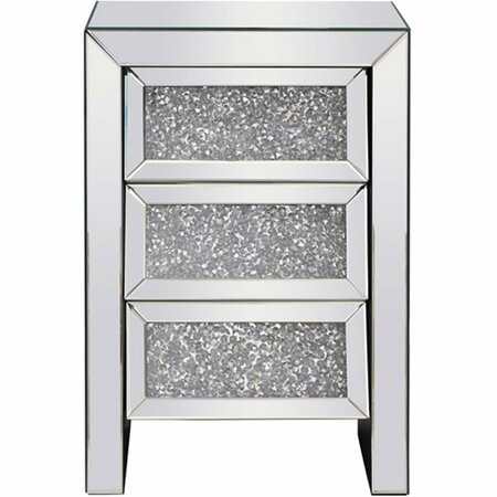 DOBA-BNT 17.5 in. Modern Royal Cut Crystal Bedside Table Silver SA2955336